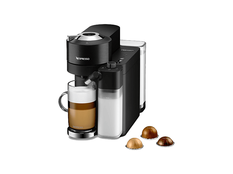 Cafetera de cápsulas - De'Longhi Nespresso® Vertuo Lattissima ENV300.B, 1500 W, 1.6 l, Depósito leche, Calentamiento 30s, Negro