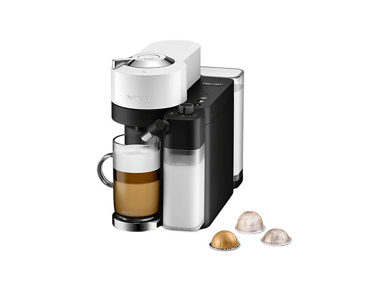 Cafetera de cápsulas - De'Longhi Nespresso® Vertuo Lattissima ENV300.W, 1500 W, 1.6 l, Depósito leche, Calentamiento 30s, Blanco