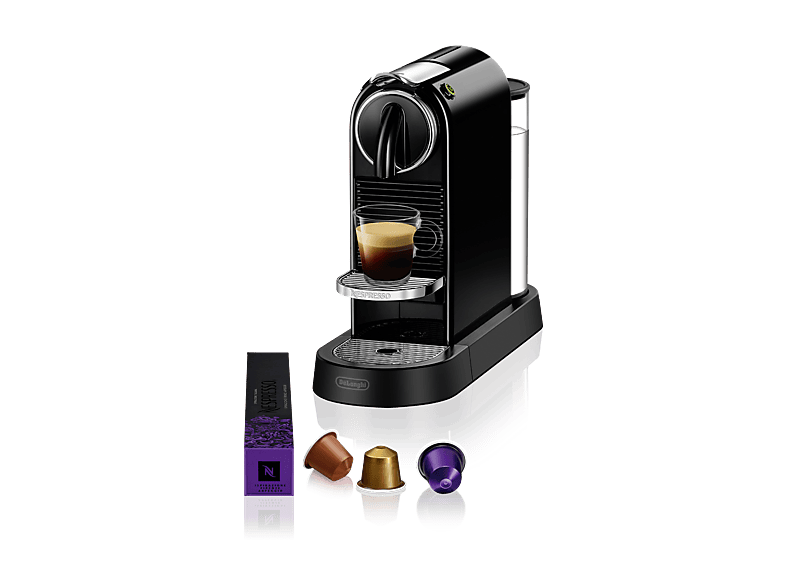 Cafetera de cápsulas - De'Longhi Nespresso® Citiz EN167.B, 19 bares, Thermoblock, Autoapagado, Negro