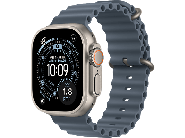 Apple Watch Ultra 3 gps + Cellular - 49mm natural Titanium Case - Anchor Blue Ocean Band