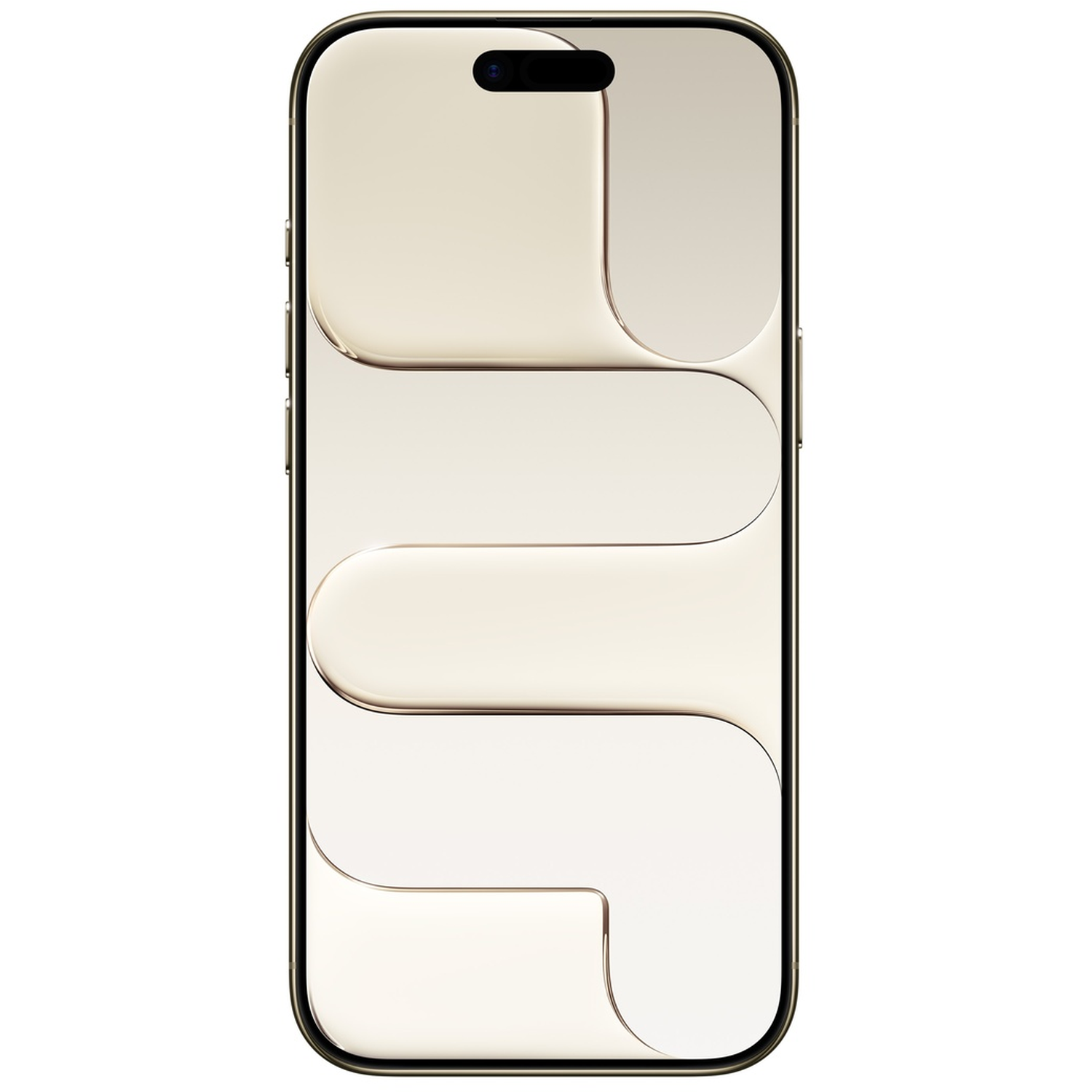 Gold iPhone with a unique abstract design on the screen. The screen features a wavy, light-colored pattern.