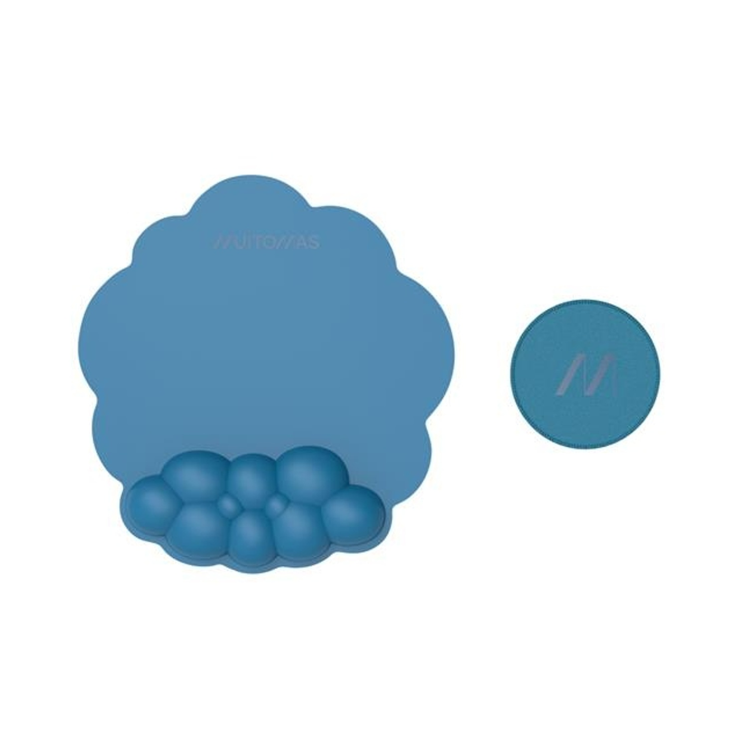 Oggetto blu a forma di nuvola e un cerchio blu con una 'N' all'interno. La nuvola ha delle bolle in basso. Sfondo bianco.