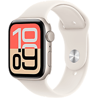 MediaMarkt APPLE Watch SE 3 GPS - 44mm Starlight Aluminium Case - Starlight Sport Band - S/M Smartwatch Starlight aanbieding