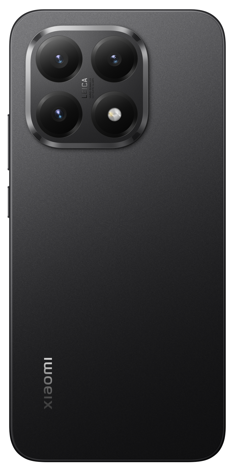 Parte trasera de smartphone negro con múltiples lentes de cámara, marca Leica y logo Xiaomi.
