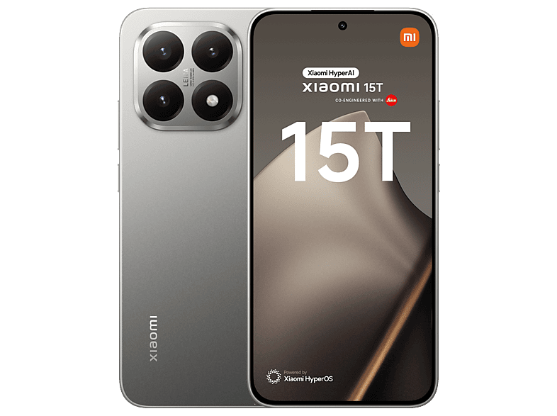 Xiaomi 15T, Gris, 256 GB, 12 GB RAM, 6.83 AMOLED WQHD+ Eye Care, MediaTek Dimensity 8400-Ultra, 5500 mAh