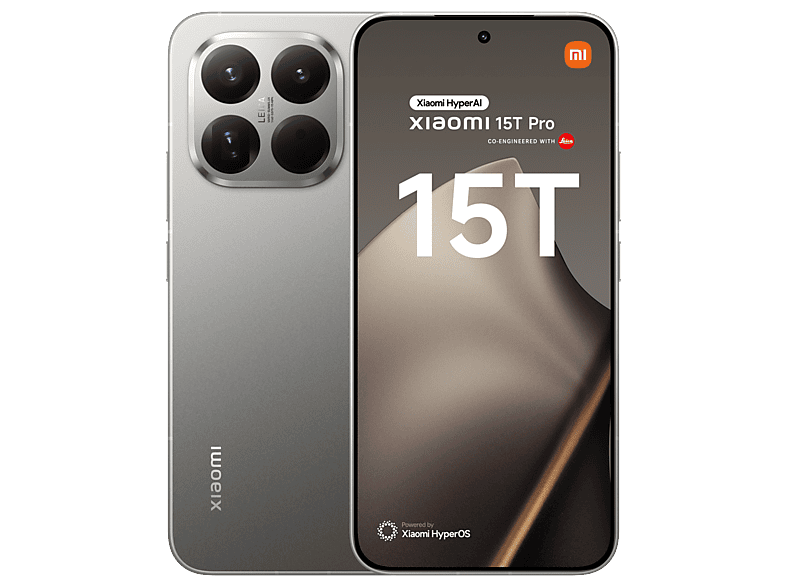 Xiaomi 15T Pro, Gris, 1 TB, 12 GB RAM, 6.83 AMOLED WQHD+ Eye Care, MediaTek Dimensity 9400+, 5500 mAh