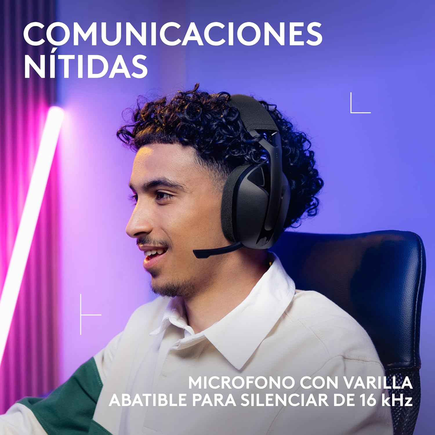 Auriculares de comunicaciones nítidas. Micrófono con varilla abatible.
