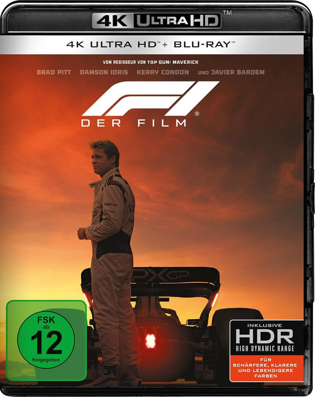 Filmcover. Ein Mann in einem Rennanzug steht vor einem Rennwagen. Der Titel lautet 'Der Film'. HDR- und FSK-12-Labels sind vorhanden.
