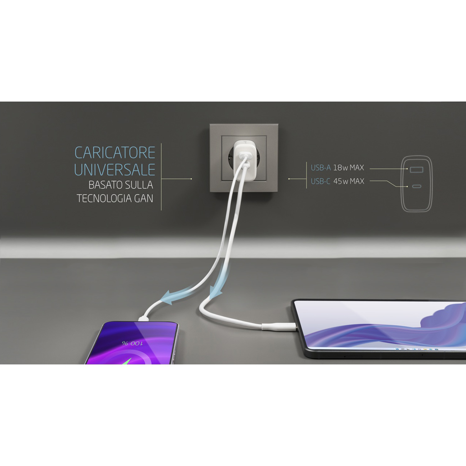 Caricabatterie Universale Per Smartphone S3 S4 – LED Indicatore, Ignifugo, Nero - 2