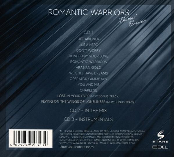 CD-Cover mit Songtiteln. Enthält Künstlername, Albumtitel und einen Barcode unten. Der Hintergrund ist dunkelblau.