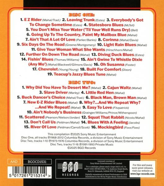 CD-Cover mit Titeln. Disc One und Two listet Songs. BGO Records Logo und Text befinden sich unten.
