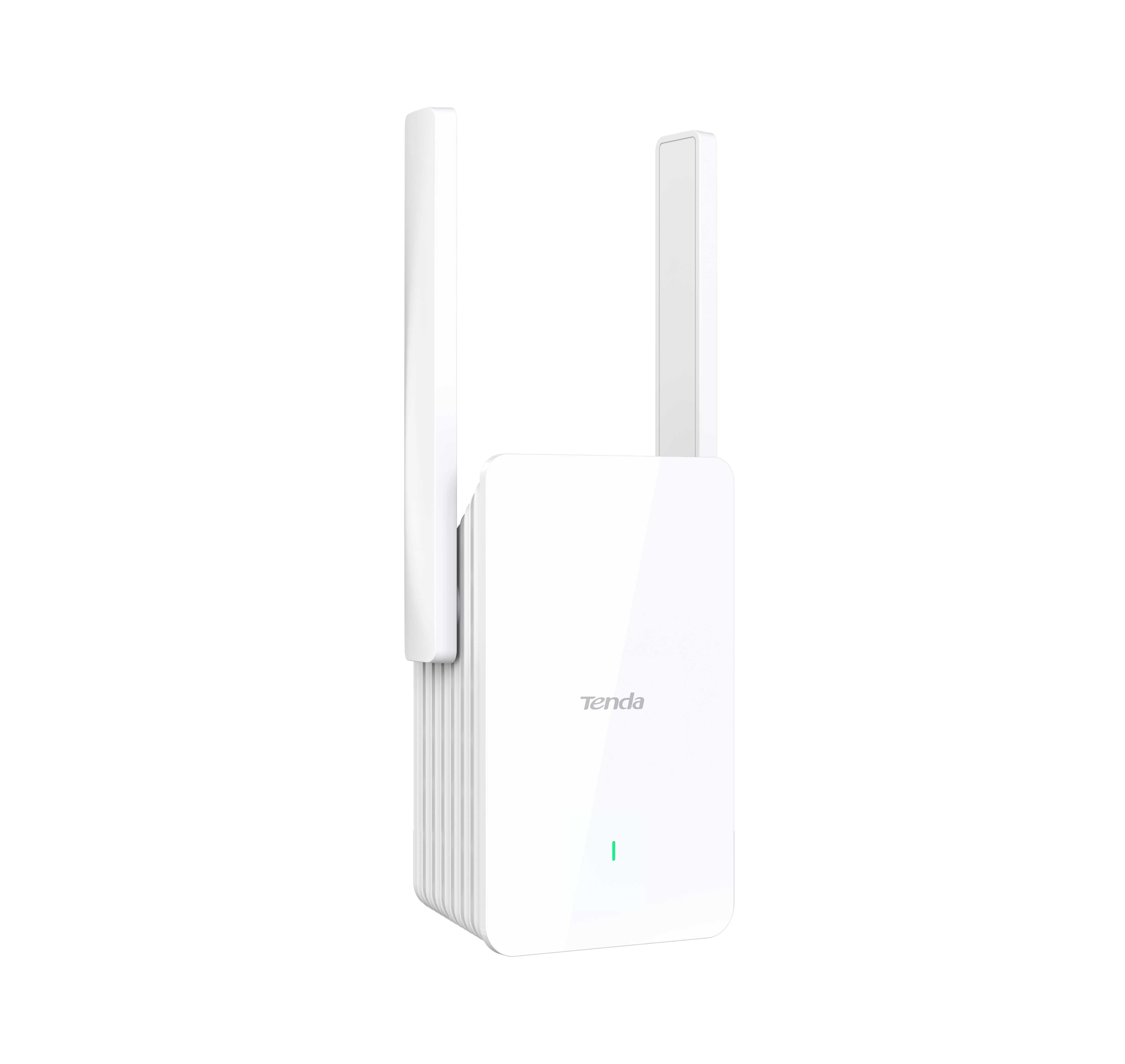 İki antenli beyaz bir Tenda WiFi genişletici. Tenda logosu görünür. Arka plan beyazdır.
