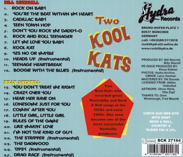 CD-Cover mit 'Two Kool Kats' und Titellisten. Enthält das Hydra Records-Logo, Text über die Band und Produktionsdetails.