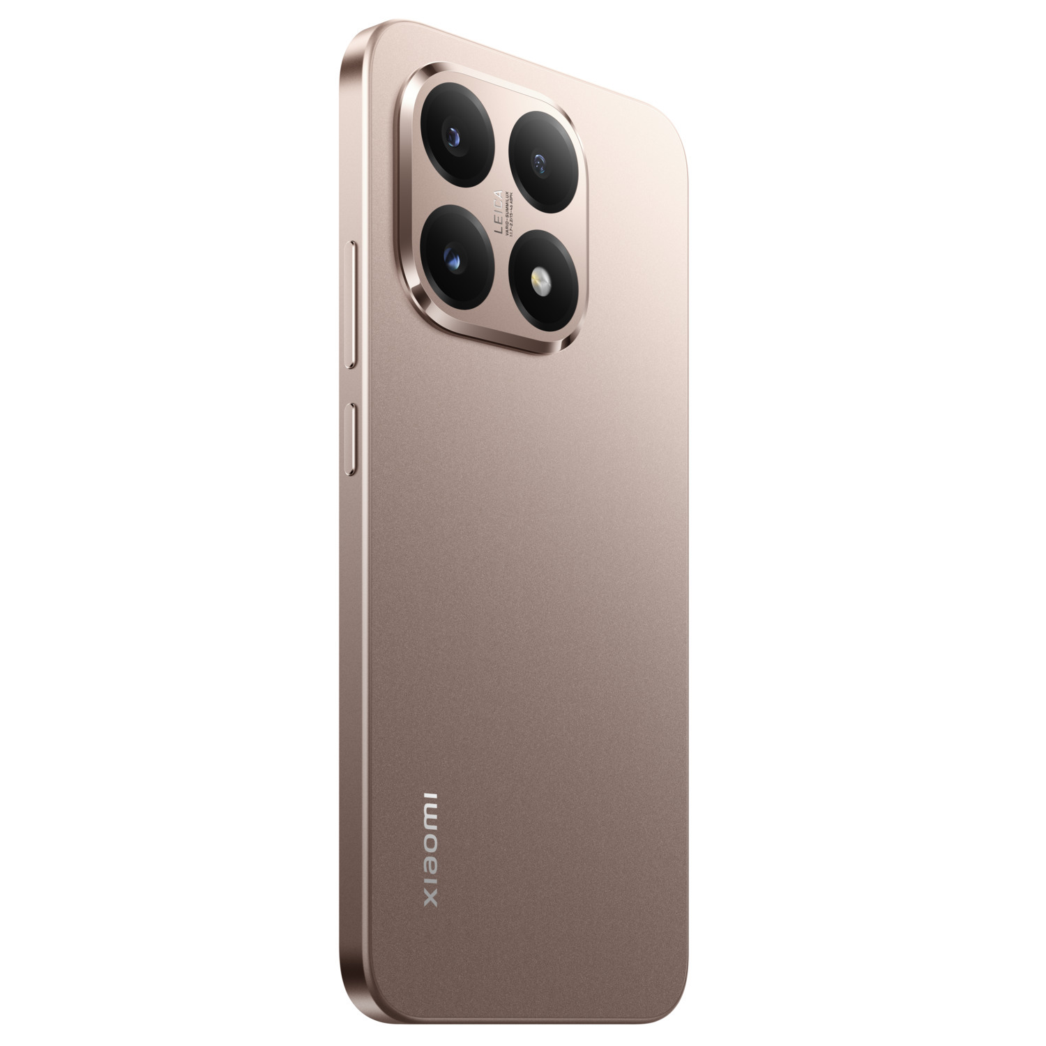 A gold smartphone with four rear cameras. The back is a matte finish. The phone has the brand name 'Xiaomi' at the bottom.