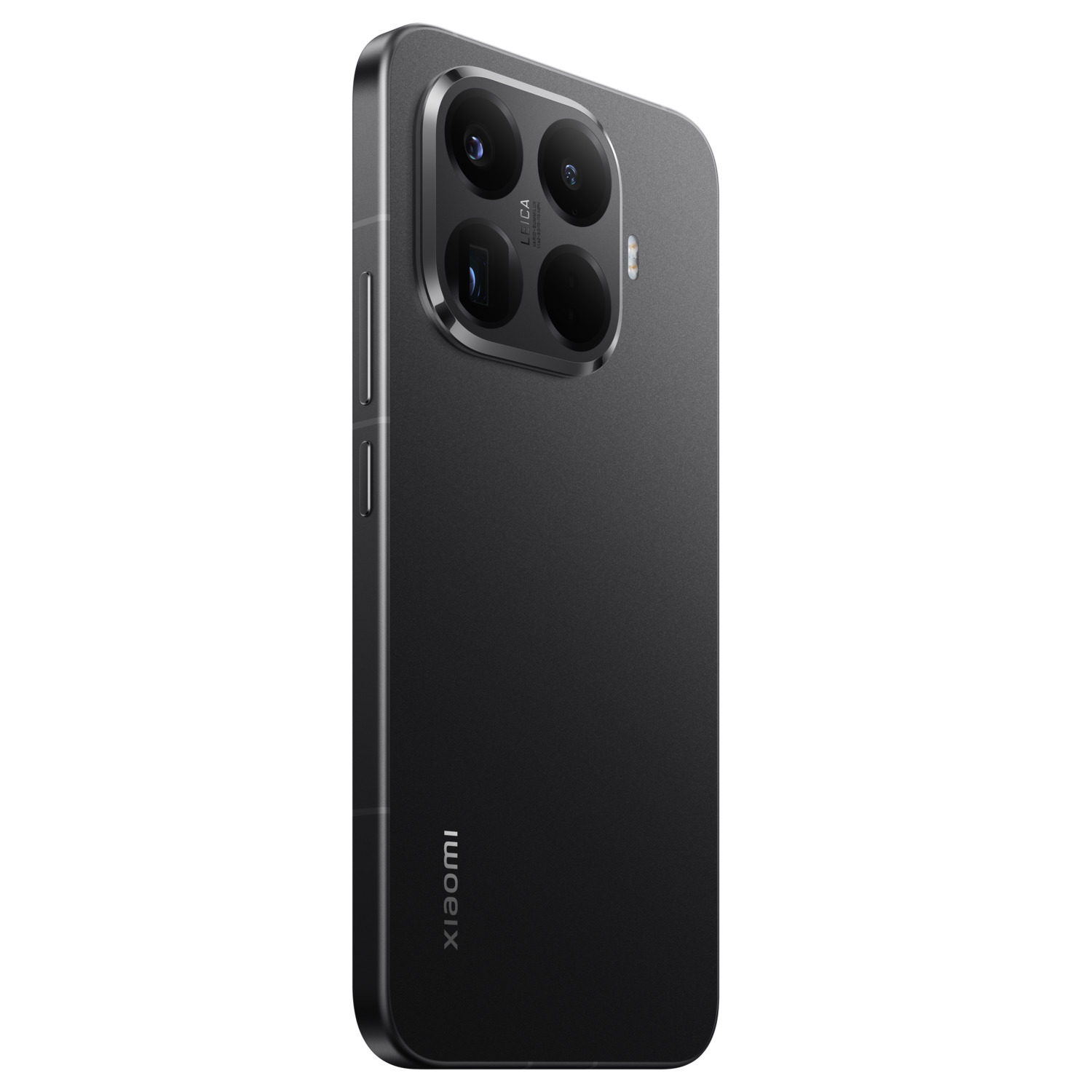 A black smartphone with a multi-lens camera system on the back, the Leica logo is visible, and the Xiaomi logo is on the bottom.