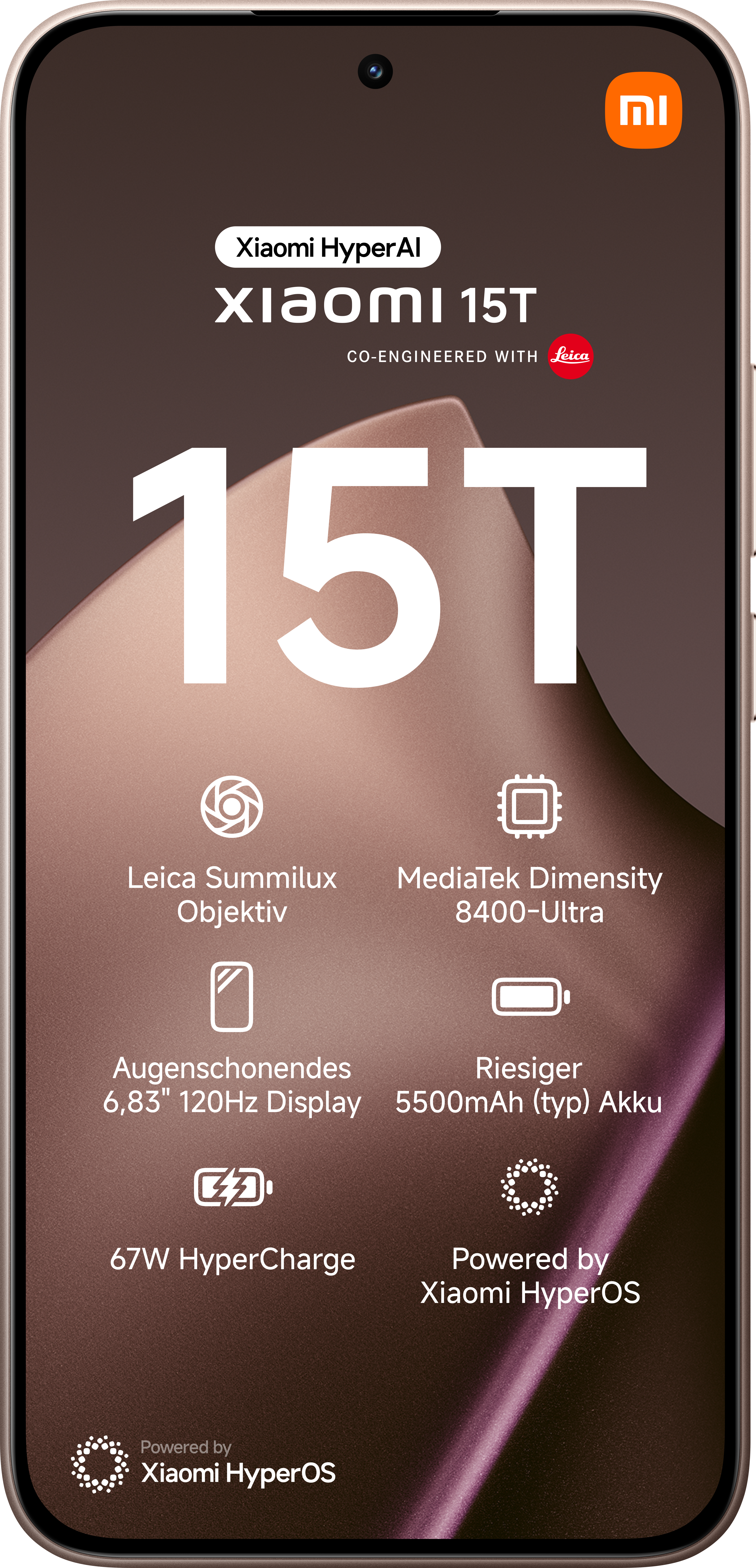 Xiaomi 15T-Handy mit Leica-Optik, 6,83" Display, 5500mAh Akku und HyperCharge. Mit Xiaomi HyperOS.