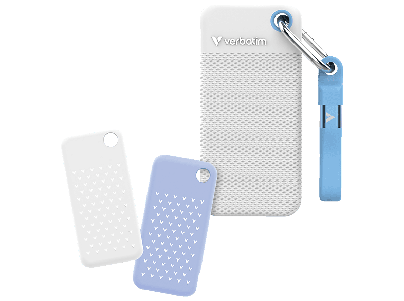 VERBATIM Pocket Festplatte, 2 TB SSD, extern, White/Light Blue Image