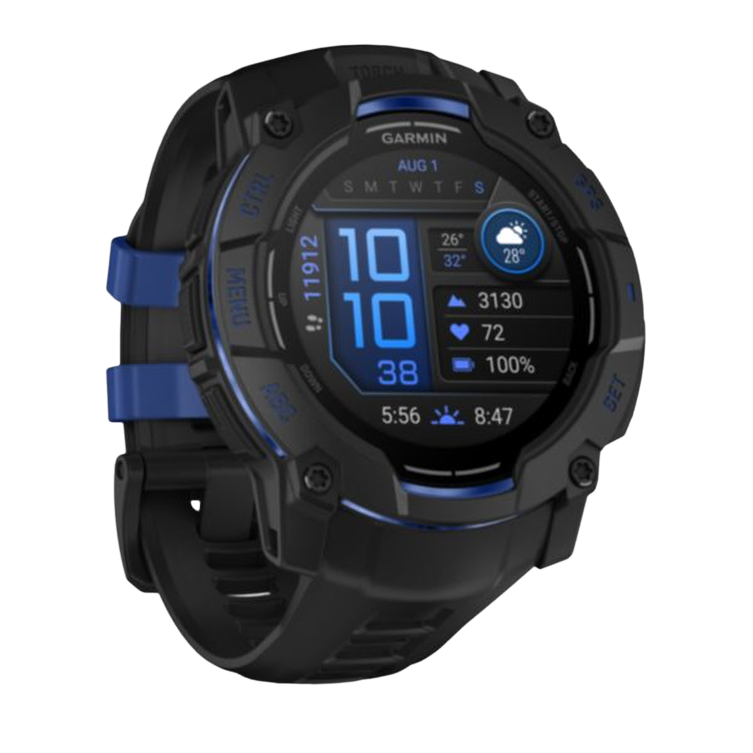 Garmin Instinct 3 50mm Amoled Zwart/blauw Smartwatch Zwart