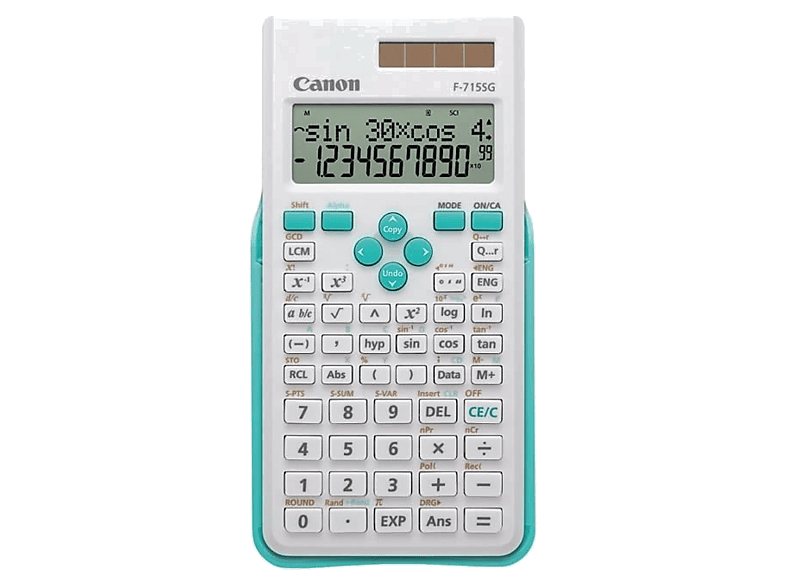 Kalkulator CANON F-715SG Zasilanie bateryjno-słoneczne, 17 pamięci Biały