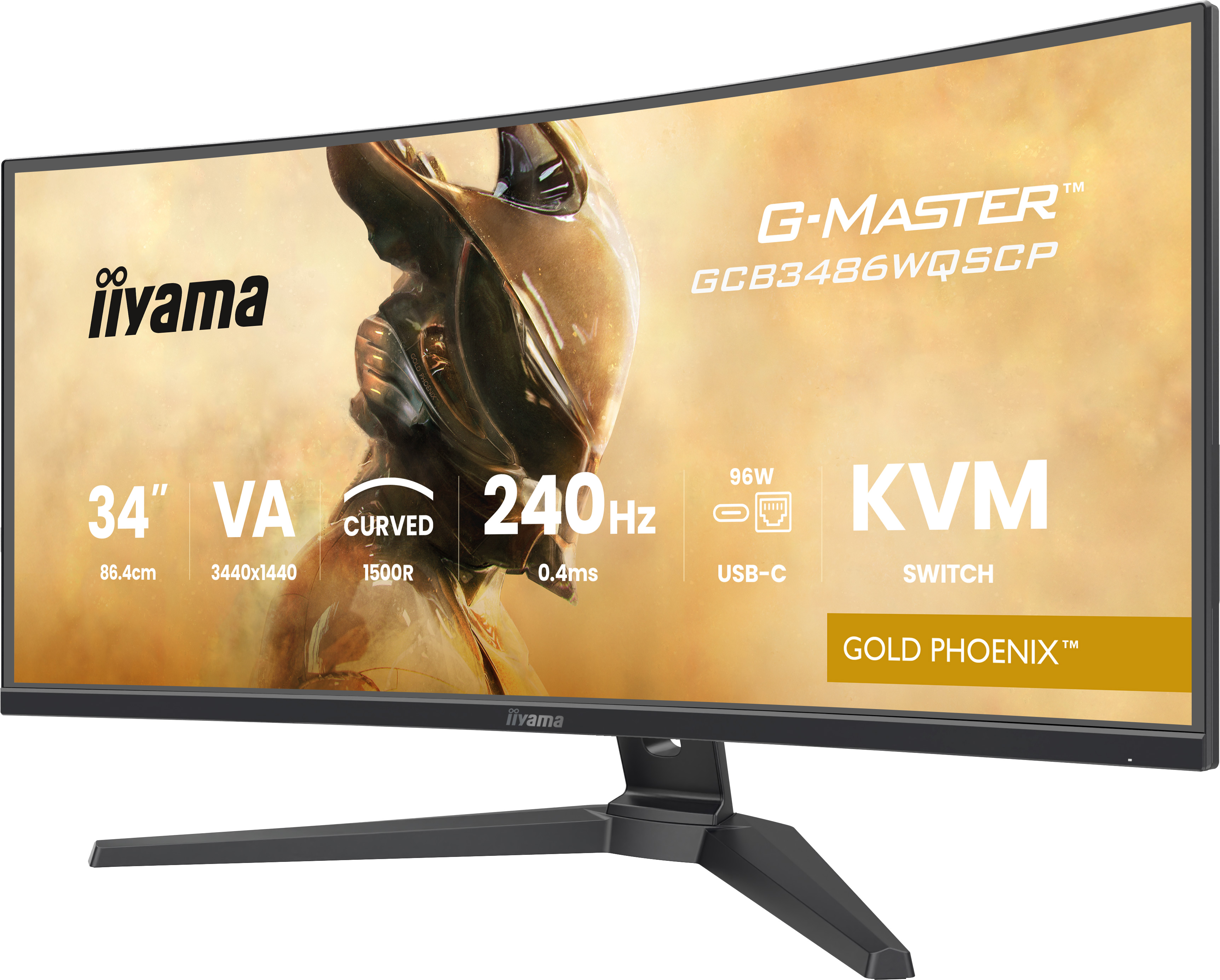 Zakrzywiony monitor iiyama. Cechy: 34", VA, 240Hz, przełącznik KVM, USB-C i Gold Phoenix.