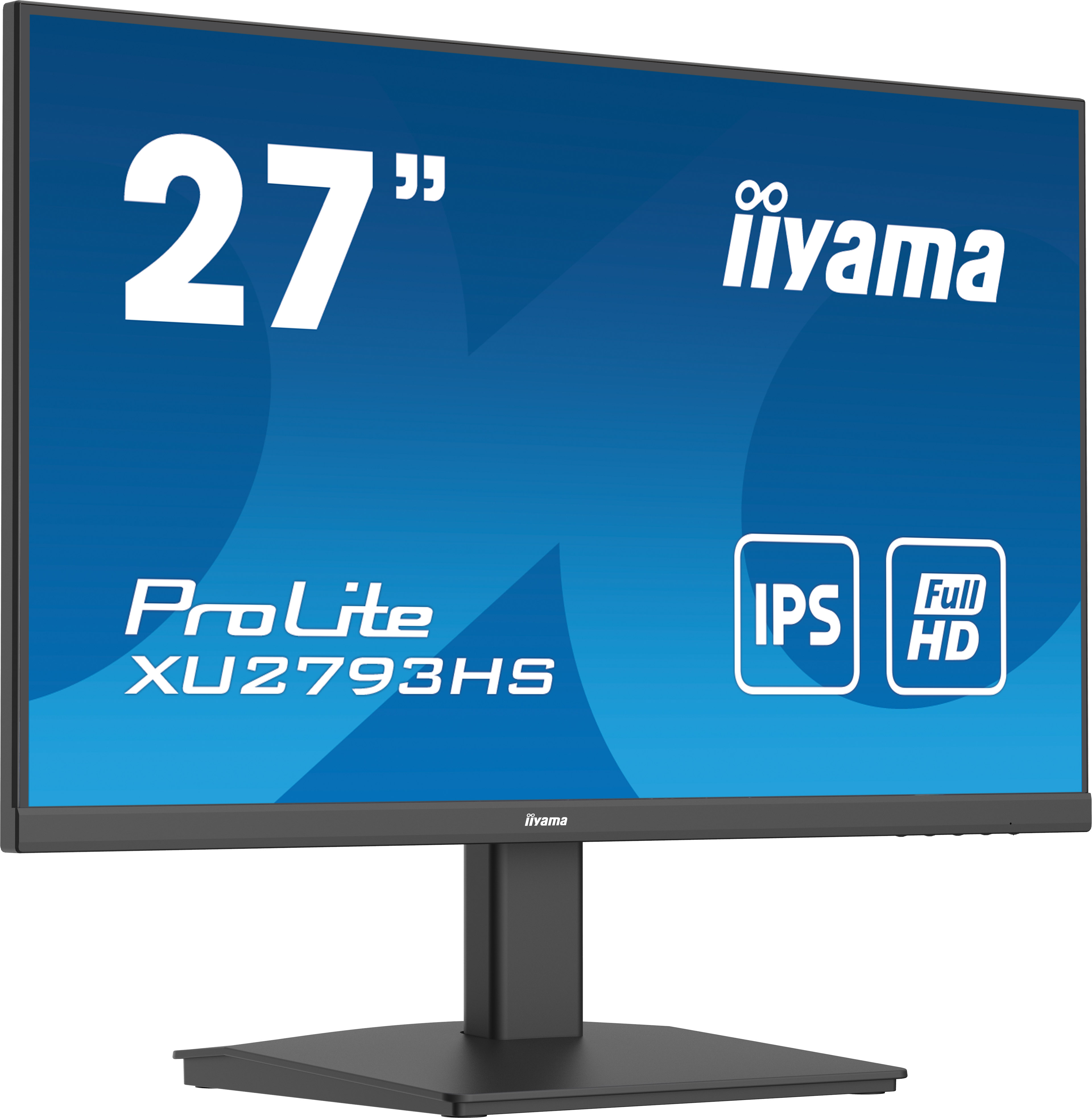Monitor Iiyama ProLite XU2793HS 27 cali. Posiada panel IPS, rozdzielczość Full HD i czarną podstawę.