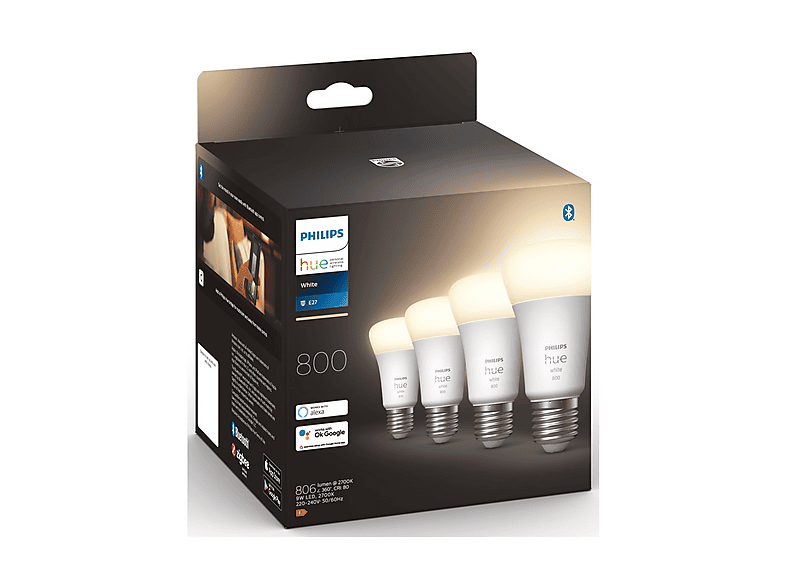 4 Lampadine LED smart Philips Hue White E27 60W
