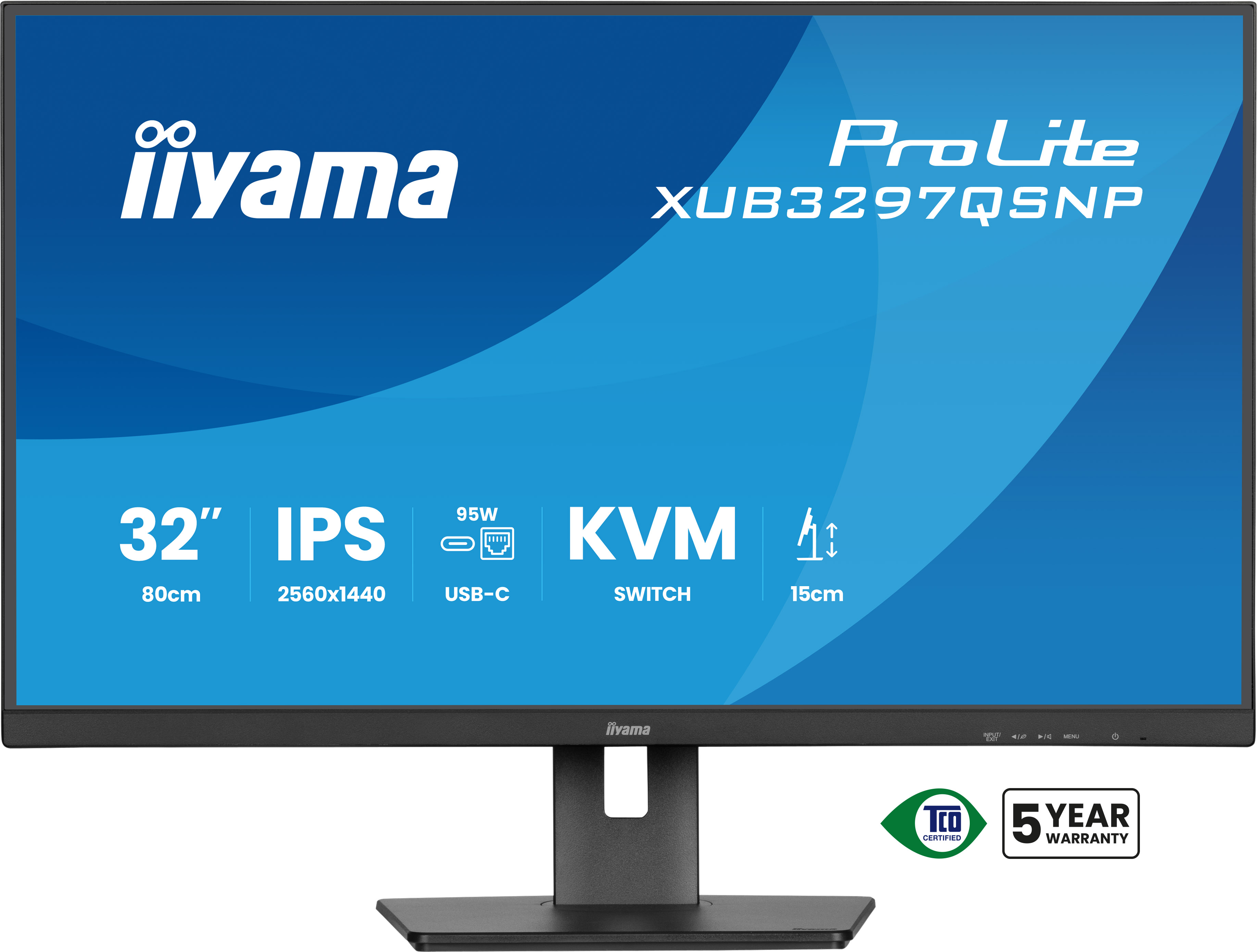 Monitor IPS 32 cale, rozdzielczość 2560x1440, USB-C i przełącznik KVM.