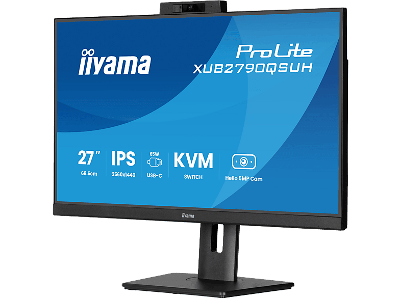 Thumbnail - IIYAMA iiyama ProLite XUB2790QSUH-B2 68,5cm 27" IPS LED-Monitor QHD 100Hz HDMI DP USB3.2 USB-C 65W KVM Höhenverstellung ...
