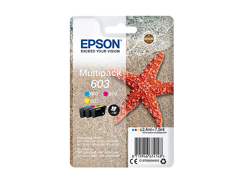 Multipack 3 cartucce Epson Stella marina 603 Giallo, Ciano, Magenta