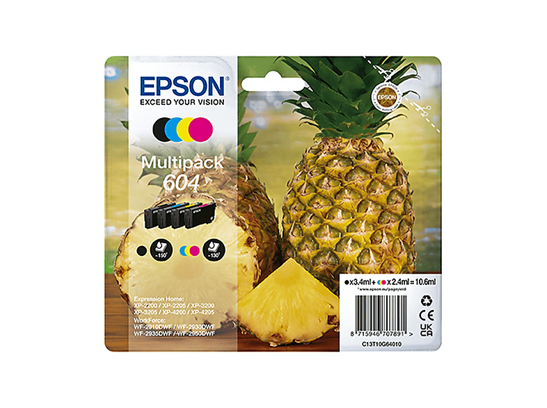 Multipack 4 cartucce Epson Ananas 604 Nero, Giallo, Ciano, Magenta