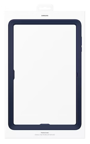 Etui Samsung na tablet w białym opakowaniu. Etui jest granatowe, a tło białe.