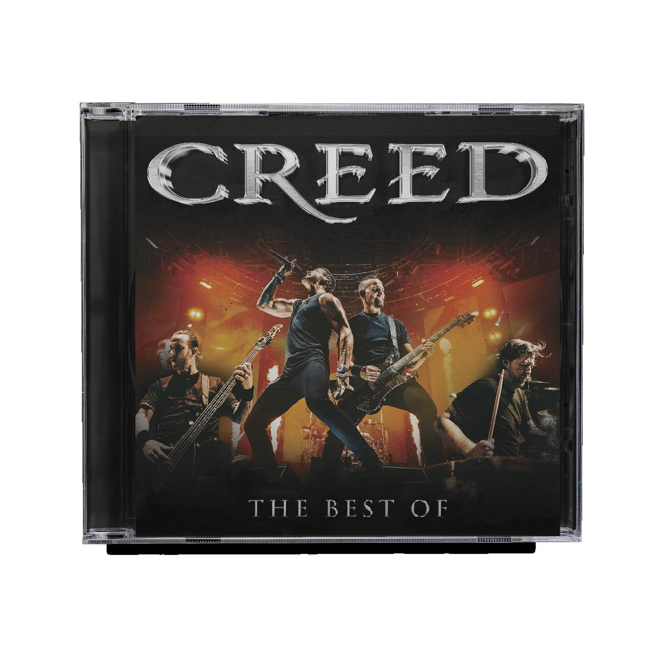 CD-Cover mit Band "CREED" in Aktion auf der Bühne. "THE BEST OF".