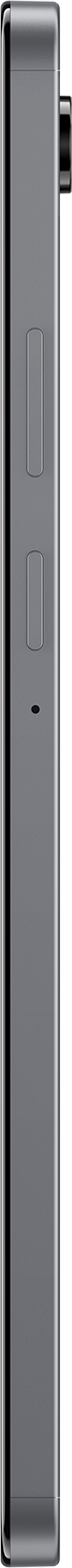 Un côté gris du téléphone. Il y a deux boutons et un petit trou. Le fond est gris clair.