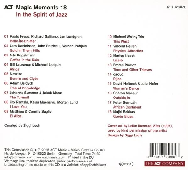 CD-Rückseite mit Jazzauswahl, Titelliste und Produktionsdetails.