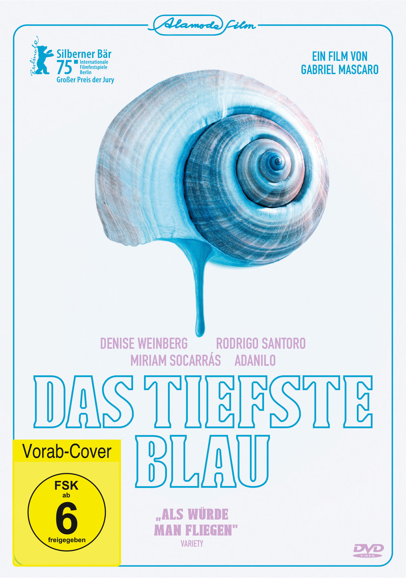 Filmplakat für "Das tiefste Blau" mit Muschel und Auszeichnungen.