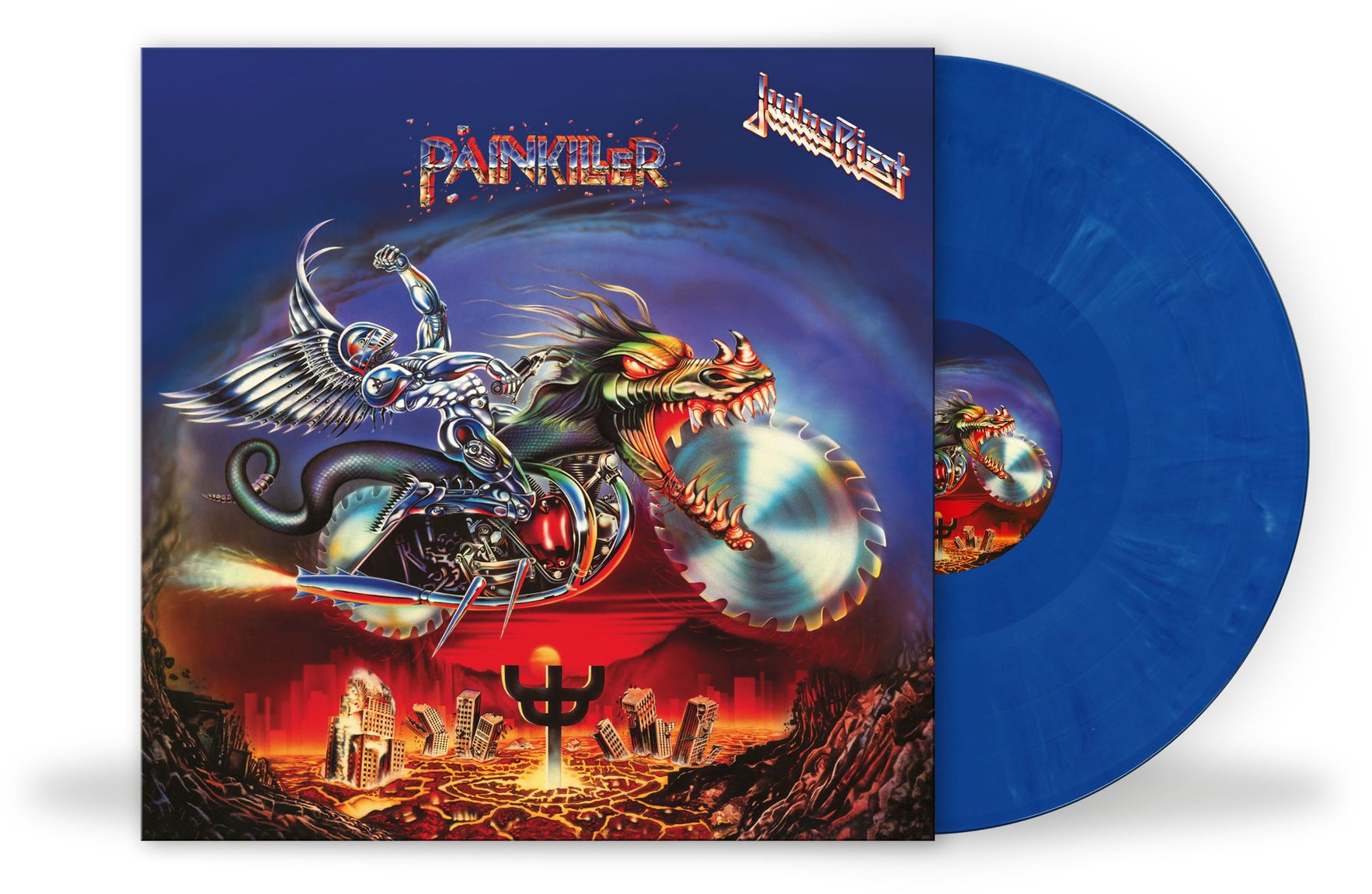 Judas Priest - Painkiller (35th Anniversary Edition) (Remastered) (Reissue) (Blue & White Marbled Vinyl) (Vinyl LP (nagylemez))