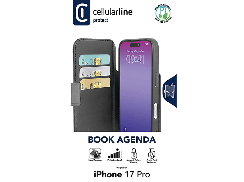 Thumbnail - CELLULAR LINE Book Agenda, Bookcover, Apple, iPhone 17 Pro, Schwarz