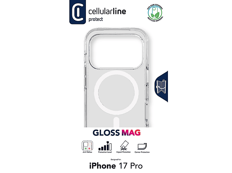 Thumbnail - CELLULAR LINE Gloss Mag, Backcover, Apple, iPhone 17 Pro, Transparent
