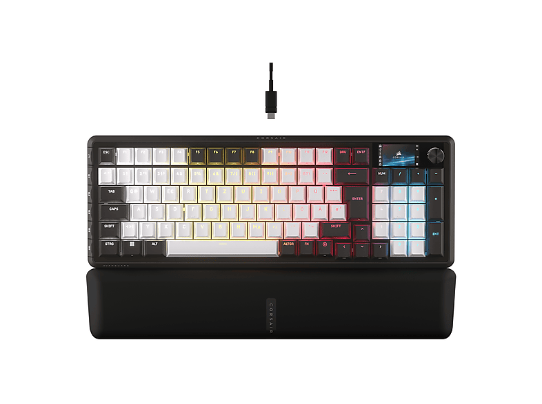 CORSAIR VANGUARD 96, Gaming Tastatur, Mechanisch, kabelgebunden, Schwarz, Weiß
