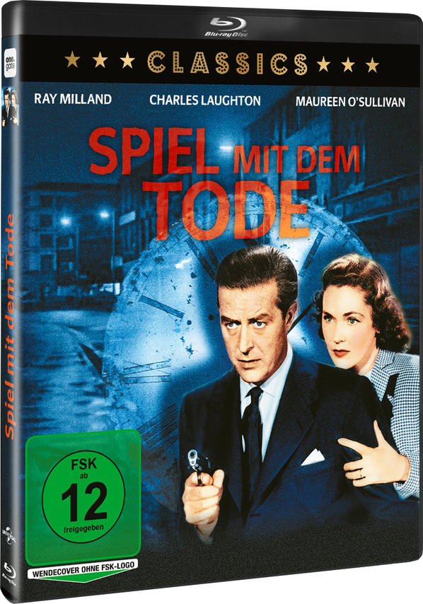Filmtitel: Spiel mit dem Tode. Mann mit Pistole, Frau daneben. Blu-ray Disc. Sterne: Ray Milland.