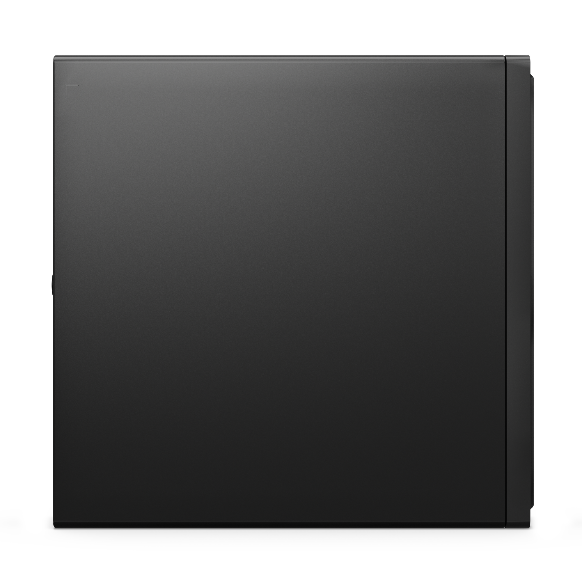 Eine schwarze Computerhülle, Seitenansicht. Die Hülle ist rechteckig und hat eine strukturierte Oberfläche. Der Hintergrund ist schwarz.