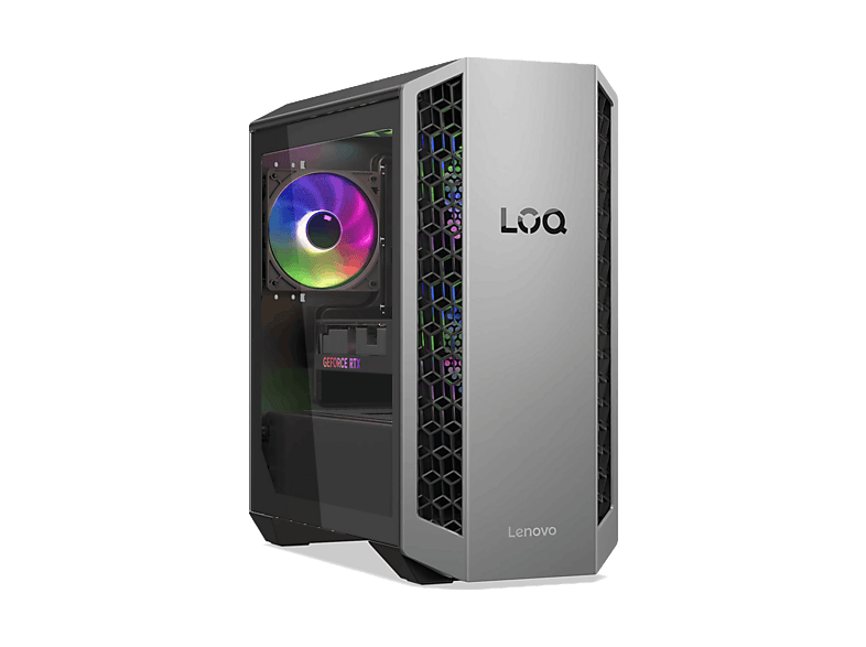 PC gaming - Lenovo LOQ Tower 26ADR10, AMD Ryzen™ 7 8745HX, 16GB RAM, 1TB SSD, GeForce RTX™ 5060, Sin sistema operativo, Gris