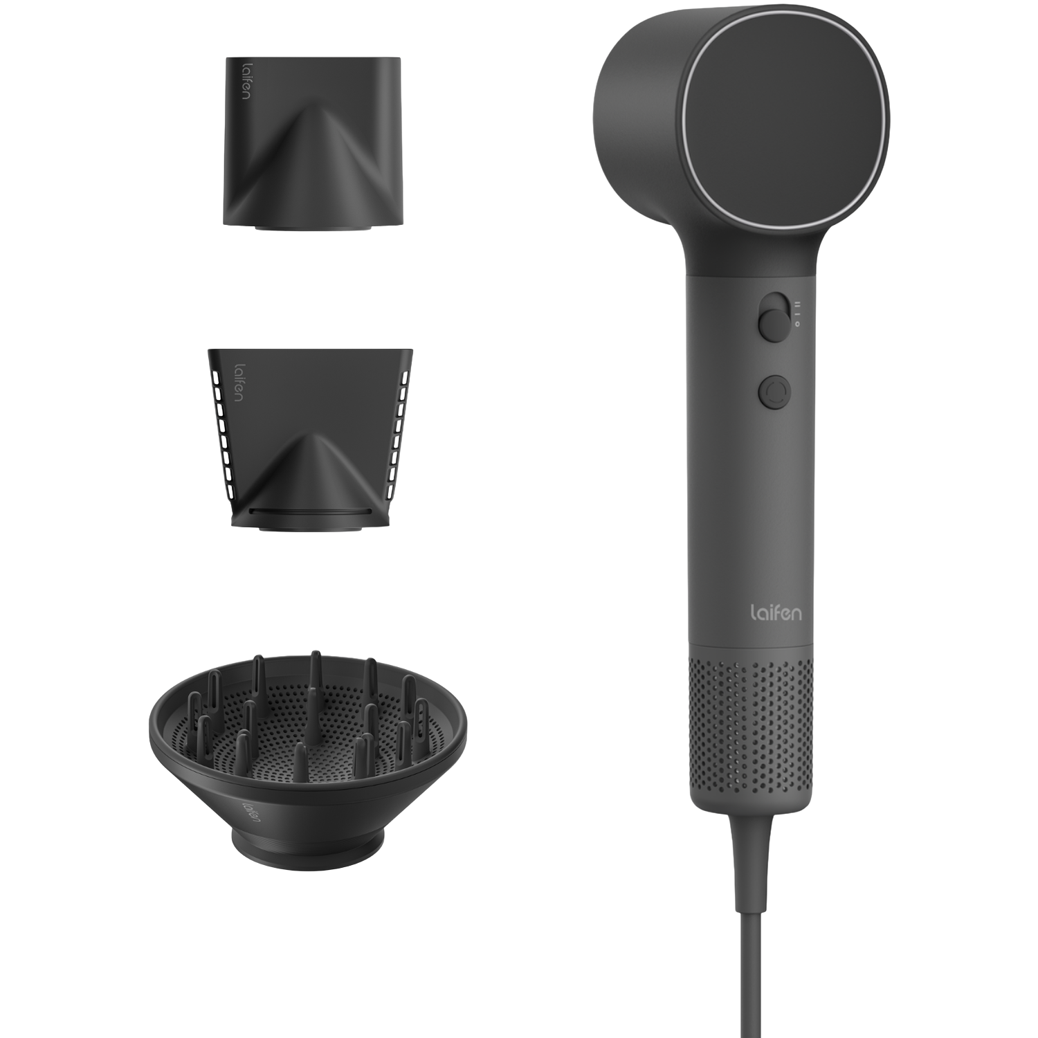 Laifen Neo - Haardroger Met IONische Technologie 3 Warmtestanden Opzetstukken Föhn Shadow Black