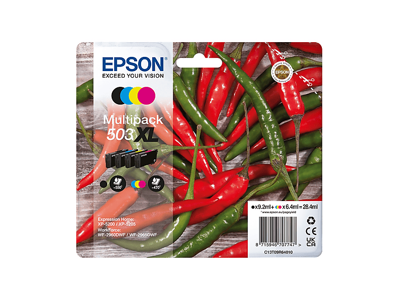 Multipack 4 cartucce EPSON Peperoncino 503XL Nero, Giallo, Ciano, Magenta