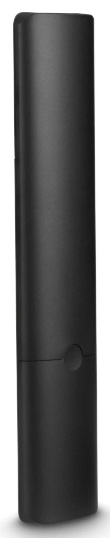 Czarny, cylindryczny przedmiot, prawdopodobnie pilot, stoi pionowo. Ma lekko zaokrągloną górę i małe wcięcie.