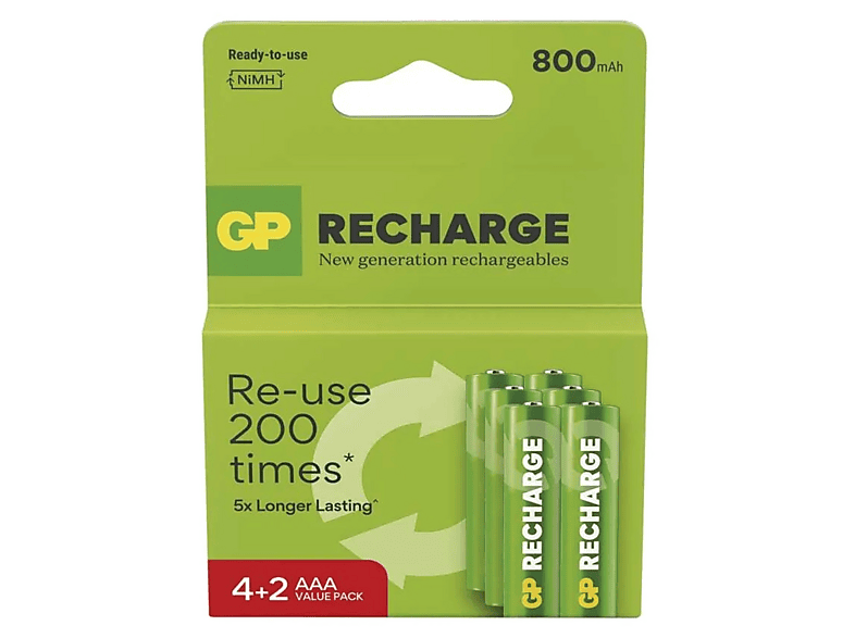 Akumulator GP Recharge AAA 800mAh 6szt. Zielony