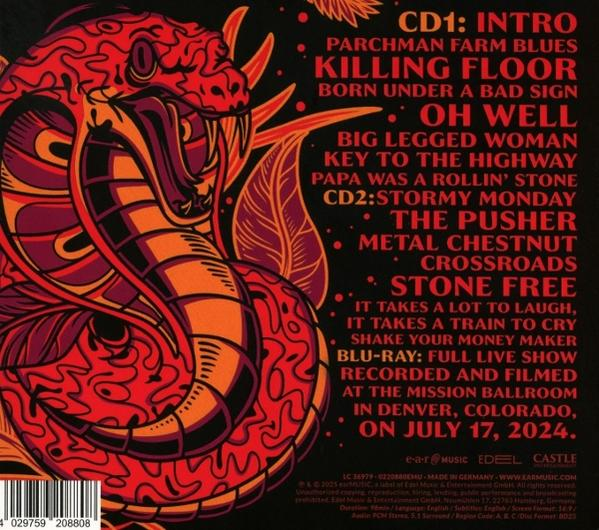 Album borító piros kígyó illusztrációval és dalkiemelésekkel. Szövegek: 'Killing Floor' és 'Stone Free'.