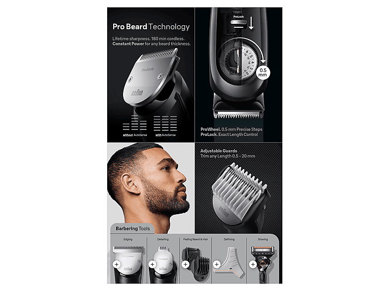 Thumbnail - BRAUN BT9441 mit Barber Tools, Titan, Barttrimmer