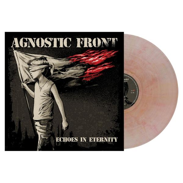 Album borító. Egy bekötött szemű gyerek lángokkal ellátott zászlót tart. Vinyl lemez jobbra.