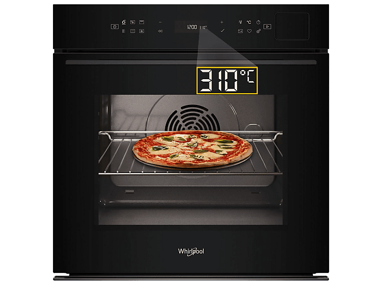 Piekarnik parowy WHIRLPOOL WOI6A8HT1SBA 73l SteamSense Pizza 310C Termoobieg Air Fry SoftClosing A+ Czarny